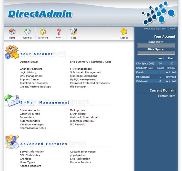 Directadmin Control Panel 