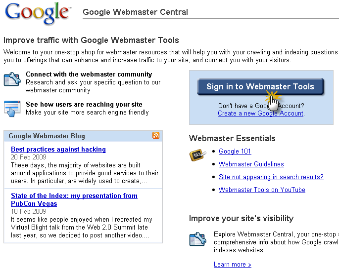 google webmasters tools